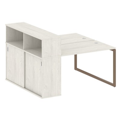 Metal System Quattro 4x4 40БО.РС-СШК-2.2 (Дуб наварра/Мокко) Рабочая станция на О-образном м/к с опорным шкафом-купе