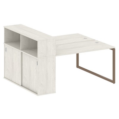 Metal System Quattro 4x4 40БО.РС-СШК-2.3 (Дуб наварра/Мокко) Рабочая станция на О-образном м/к с опорным шкафом-купе