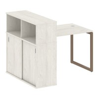 Metal System Quattro 4x4 40БО.РС-СШК-3.1 (Дуб наварра/Мокко) Стол письменный на О-образном м/к с опорным шкафом-купе