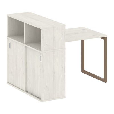 Metal System Quattro 4x4 40БО.РС-СШК-3.1 (Дуб наварра/Мокко) Стол письменный на О-образном м/к с опорным шкафом-купе