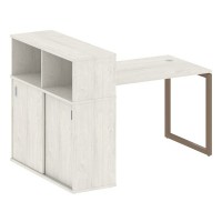 Metal System Quattro 4x4 40БО.РС-СШК-3.2 (Дуб наварра/Мокко) Стол письменный на О-образном м/к с опорным шкафом-купе