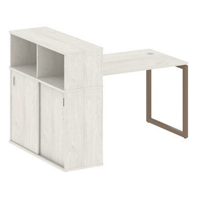 Metal System Quattro 4x4 40БО.РС-СШК-3.2 (Дуб наварра/Мокко) Стол письменный на О-образном м/к с опорным шкафом-купе