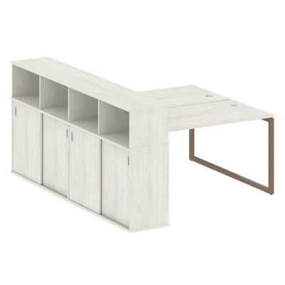 Metal System Quattro 4x4 40БО.РС-СШК-4.3 (Дуб наварра/Мокко) Рабочая станция на О-образном м/к с опорным шкафом-купе