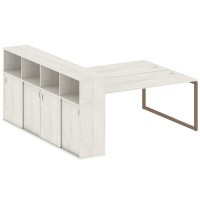 Metal System Quattro 4x4 40БО.РС-СШК-4.5 (Дуб наварра/Мокко) Рабочая станция на О-образном м/к с опорным шкафом-купе