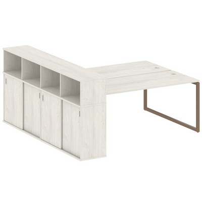 Metal System Quattro 4x4 40БО.РС-СШК-4.5 (Дуб наварра/Мокко) Рабочая станция на О-образном м/к с опорным шкафом-купе