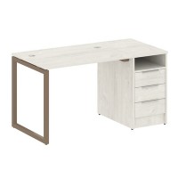 Metal System Quattro 4x4 40БО.РС-СТП -1.1 (Дуб наварра/Мокко) Рабочая станция на О-образном м/к с опорной тумбой