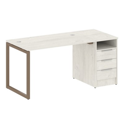 Metal System Quattro 4x4 40БО.РС-СТП -1.2 (Дуб наварра/Мокко) Рабочая станция на О-образном м/к с опорной тумбой