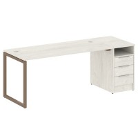 Metal System Quattro 4x4 40БО.РС-СТП -1.4 (Дуб наварра/Мокко) Рабочая станция на О-образном м/к с опорной тумбой