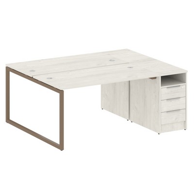 Metal System Quattro 4x4 40БО.РС-СТП-2.3 (Дуб наварра/Мокко) Рабочая станция на О-образном м/к с опорной тумбой