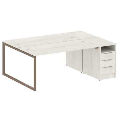 Metal System Quattro 4x4 40БО.РС-СТП-2.4 (Дуб наварра/Мокко) Рабочая станция на О-образном м/к с опорной тумбой