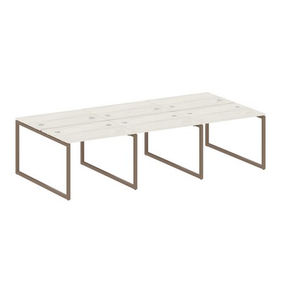 Metal System Quattro 4x4 40БО.СМ-6.1 (Дуб наварра/Мокко) Рабочая станция на 6 раб.мест на О-образном м/к