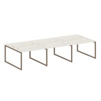 Metal System Quattro 4x4 40БО.СМ-6.2 (Дуб наварра/Мокко) Рабочая станция на 6 раб.мест на О-образном м/к