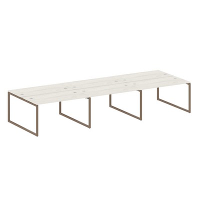 Metal System Quattro 4x4 40БО.СМ-6.3 (Дуб наварра/Мокко) Рабочая станция на 6 раб.мест на О-образном м/к