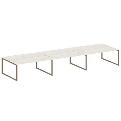 Metal System Quattro 4x4 40БО.СМ-6.5 (Дуб наварра/Мокко) Рабочая станция на 6 раб.мест на О-образном м/к