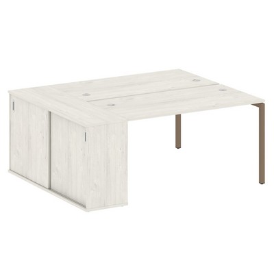 Metal System Quattro 4x4 40БП.РС-СШК-1.3 (Дуб наварра/Мокко) Рабочая станция на П-образном м/к с опорным шкафом-купе