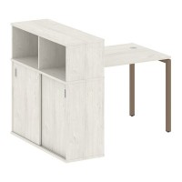 Metal System Quattro 4x4 40БП.РС-СШК-3.1 (Дуб наварра/Мокко) Стол письменный на П-образном м/к с опорным шкафом-купе