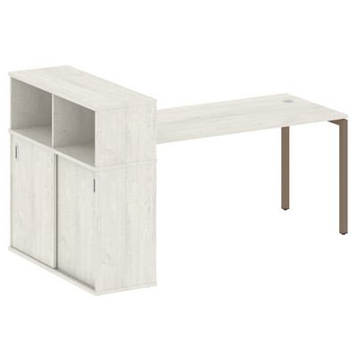 Metal System Quattro 4x4 40БП.РС-СШК-3.4 (Дуб наварра/Мокко) Стол письменный на П-образном м/к с опорным шкафом-купе