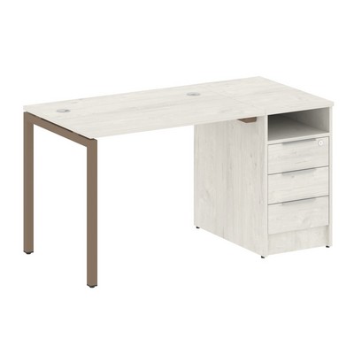 Metal System Quattro 4x4 40БП.РС-СТП -1.1 (Дуб наварра/Мокко) Рабочая станция на П-образном м/к с опорной тумбой