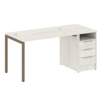 Metal System Quattro 4x4 40БП.РС-СТП -1.2 (Дуб наварра/Мокко) Рабочая станция на П-образном м/к с опорной тумбой