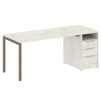 Metal System Quattro 4x4 40БП.РС-СТП -1.3 (Дуб наварра/Мокко) Рабочая станция на П-образном м/к с опорной тумбой