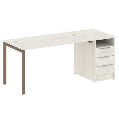 Metal System Quattro 4x4 40БП.РС-СТП -1.3 (Дуб наварра/Мокко) Рабочая станция на П-образном м/к с опорной тумбой