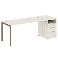 Metal System Quattro 4x4 40БП.РС-СТП -1.4 (Дуб наварра/Мокко) Рабочая станция на П-образном м/к с опорной тумбой