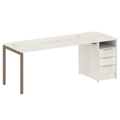 Metal System Quattro 4x4 40БП.РС-СТП -1.4 (Дуб наварра/Мокко) Рабочая станция на П-образном м/к с опорной тумбой