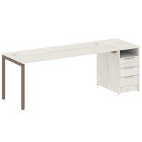 Metal System Quattro 4x4 40БП.РС-СТП -1.5 (Дуб наварра/Мокко) Рабочая станция на П-образном м/к с опорной тумбой