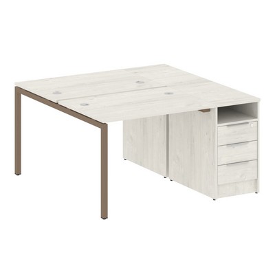 Metal System Quattro 4x4 40БП.РС-СТП-2.1 (Дуб наварра/Мокко) Рабочая станция на П-образном м/к с опорной тумбой