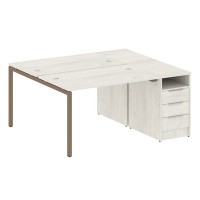 Metal System Quattro 4x4 40БП.РС-СТП-2.2 (Дуб наварра/Мокко) Рабочая станция на П-образном м/к с опорной тумбой