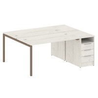 Metal System Quattro 4x4 40БП.РС-СТП-2.3 (Дуб наварра/Мокко) Рабочая станция на П-образном м/к с опорной тумбой