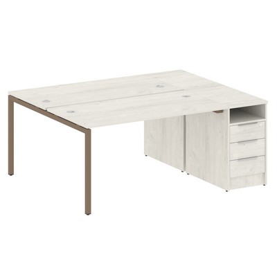 Metal System Quattro 4x4 40БП.РС-СТП-2.3 (Дуб наварра/Мокко) Рабочая станция на П-образном м/к с опорной тумбой