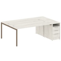 Metal System Quattro 4x4 40БП.РС-СТП-2.5 (Дуб наварра/Мокко) Рабочая станция на П-образном м/к с опорной тумбой