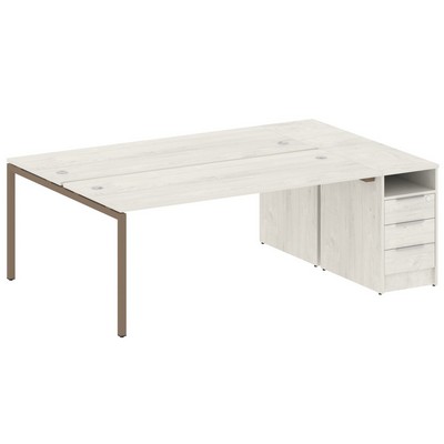 Metal System Quattro 4x4 40БП.РС-СТП-2.5 (Дуб наварра/Мокко) Рабочая станция на П-образном м/к с опорной тумбой