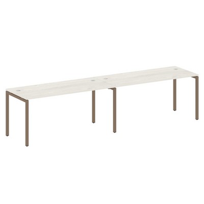 Metal System Quattro 4x4 40БП.СМ-2.4 (Дуб наварра/Мокко) Рабочая станция на 2 раб.места на П-образном м/к