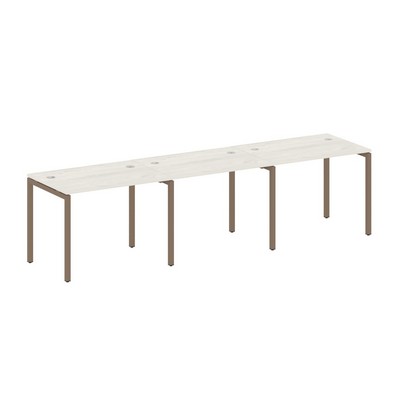 Metal System Quattro 4x4 40БП.СМ-3.1 (Дуб наварра/Мокко) Рабочая станция на 3 раб.места на П-образном м/к