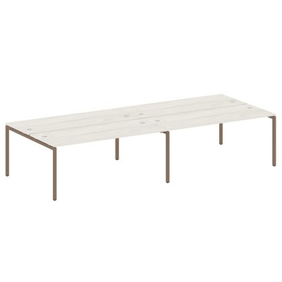 Metal System Quattro 4x4 40БП.СМ-4.5 (Дуб наварра/Мокко) Рабочая станция на 4 раб.места на П-образном м/к