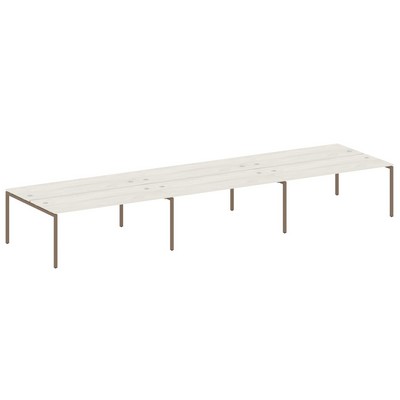 Metal System Quattro 4x4 40БП.СМ-6.5 (Дуб наварра/Мокко) Рабочая станция на 6 раб.мест на П-образном м/к