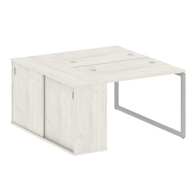 Metal System Quattro 4x4 40БО.РС-СШК-1.1 (Дуб наварра/Серый) Рабочая станция на О-образном м/к с опорным шкафом-купе