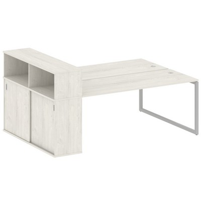 Metal System Quattro 4x4 40БО.РС-СШК-2.5 (Дуб наварра/Серый) Рабочая станция на О-образном м/к с опорным шкафом-купе