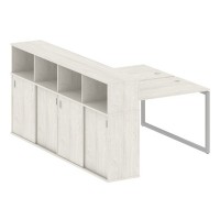 Metal System Quattro 4x4 40БО.РС-СШК-4.2 (Дуб наварра/Серый) Рабочая станция на О-образном м/к с опорным шкафом-купе