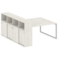 Metal System Quattro 4x4 40БО.РС-СШК-4.4 (Дуб наварра/Серый) Рабочая станция на О-образном м/к с опорным шкафом-купе