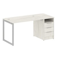 Metal System Quattro 4x4 40БО.РС-СТП -1.2 (Дуб наварра/Серый) Рабочая станция на О-образном м/к с опорной тумбой