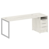 Metal System Quattro 4x4 40БО.РС-СТП -1.4 (Дуб наварра/Серый) Рабочая станция на О-образном м/к с опорной тумбой