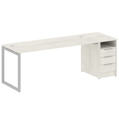 Metal System Quattro 4x4 40БО.РС-СТП -1.5 (Дуб наварра/Серый) Рабочая станция на О-образном м/к с опорной тумбой