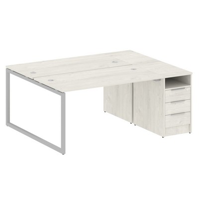 Metal System Quattro 4x4 40БО.РС-СТП-2.3 (Дуб наварра/Серый) Рабочая станция на О-образном м/к с опорной тумбой