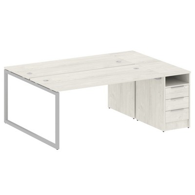 Metal System Quattro 4x4 40БО.РС-СТП-2.4 (Дуб наварра/Серый) Рабочая станция на О-образном м/к с опорной тумбой