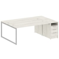 Metal System Quattro 4x4 40БО.РС-СТП-2.5 (Дуб наварра/Серый) Рабочая станция на О-образном м/к с опорной тумбой