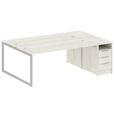 Metal System Quattro 4x4 40БО.РС-СТП-2.5 (Дуб наварра/Серый) Рабочая станция на О-образном м/к с опорной тумбой