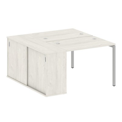 Metal System Quattro 4x4 40БП.РС-СШК-1.1 (Дуб наварра/Серый) Рабочая станция на П-образном м/к с опорным шкафом-купе